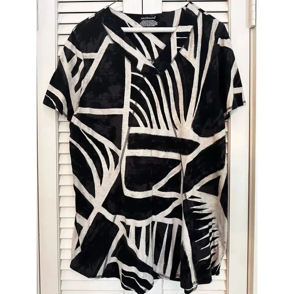 Women’s Westbound Geo-Print Short Sleeve Tunic Top - Size Large - Picture 1 of 5